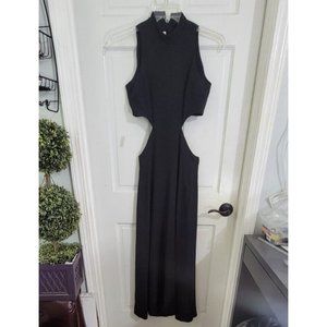 Lynn Lugo Women's Dress Cut Out Waist High Neck Sleeveless Black Size P‎